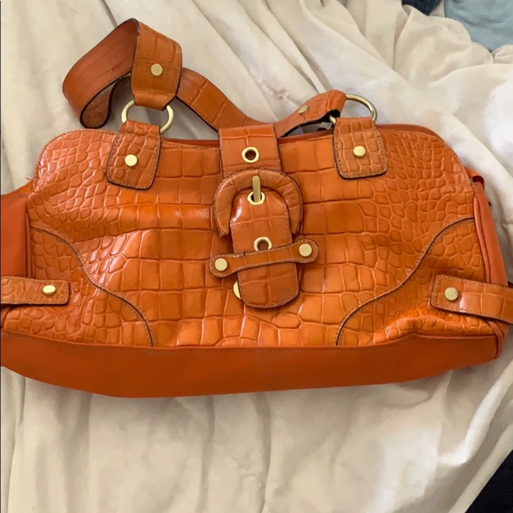 Orange leather purse